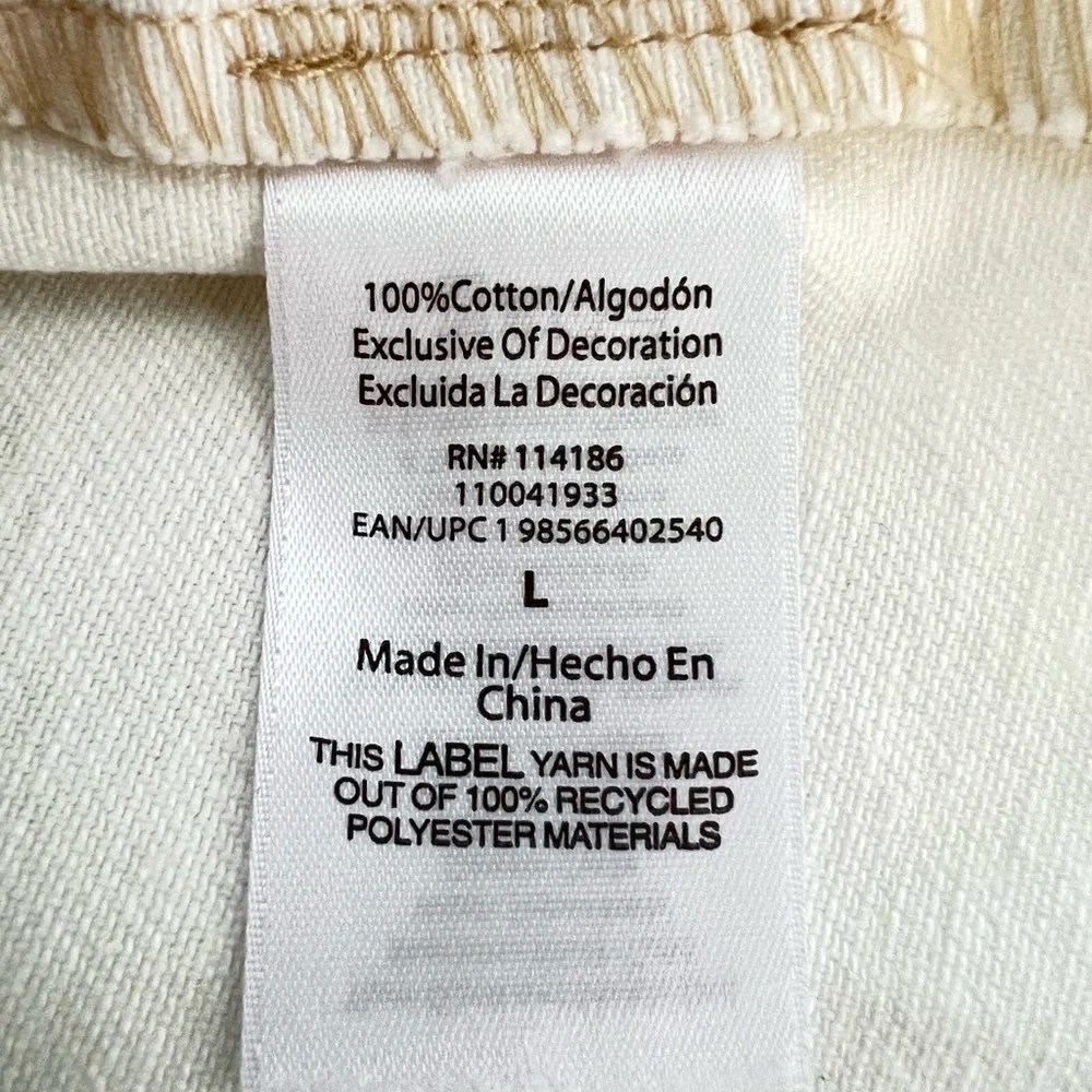 NWOT Frye Off White Button-Up Denim Dress Side Pockets Copper Button Size Large - Picture 10 of 10